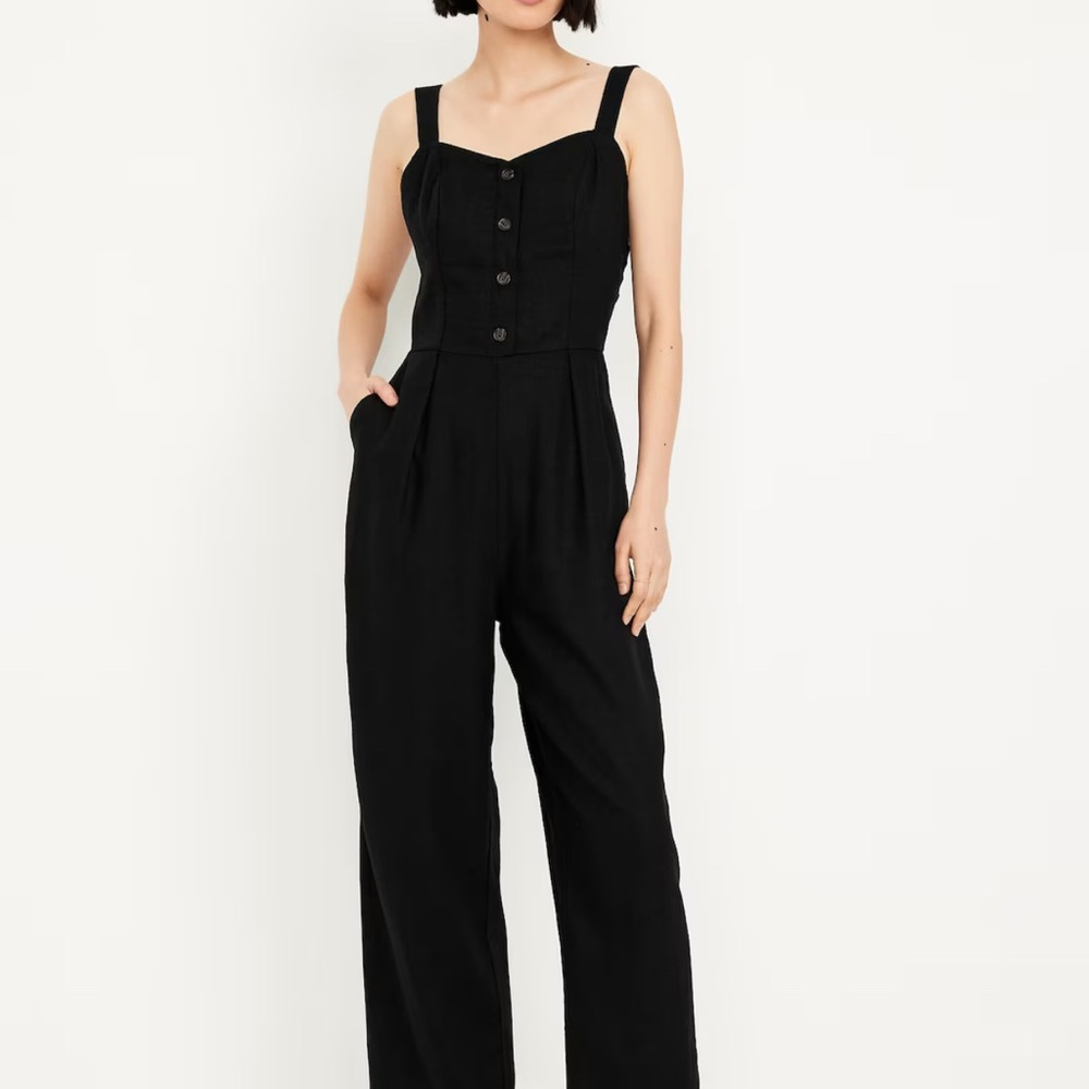Old Navy Black Button-Front Jumpsuit